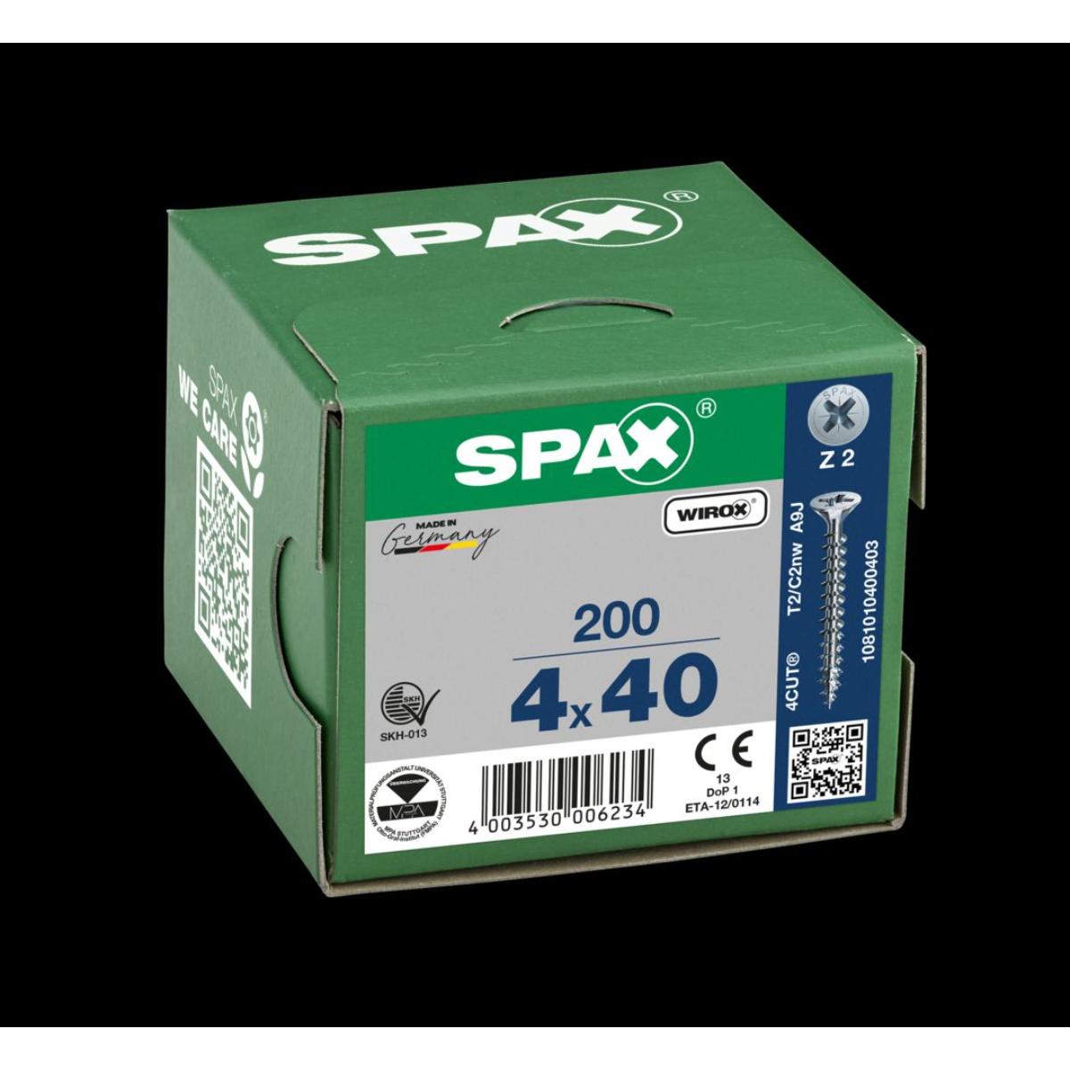 SPAX Senkmultikopf Kreuzschlitz Z2 Vollgewinde WIROX, 200 Stück