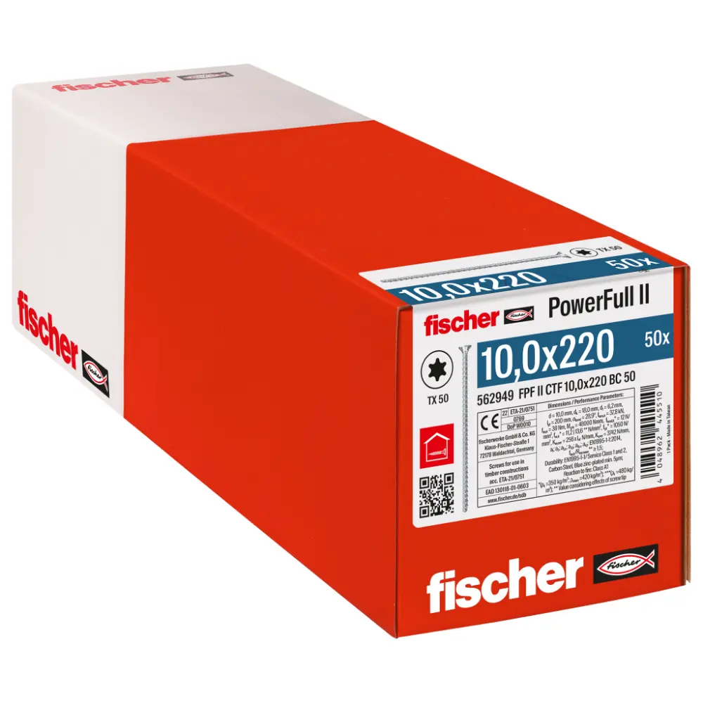 Fischer Vollgewindeschraube 10,0x220 PowerFull FPF II CTF 10 BC