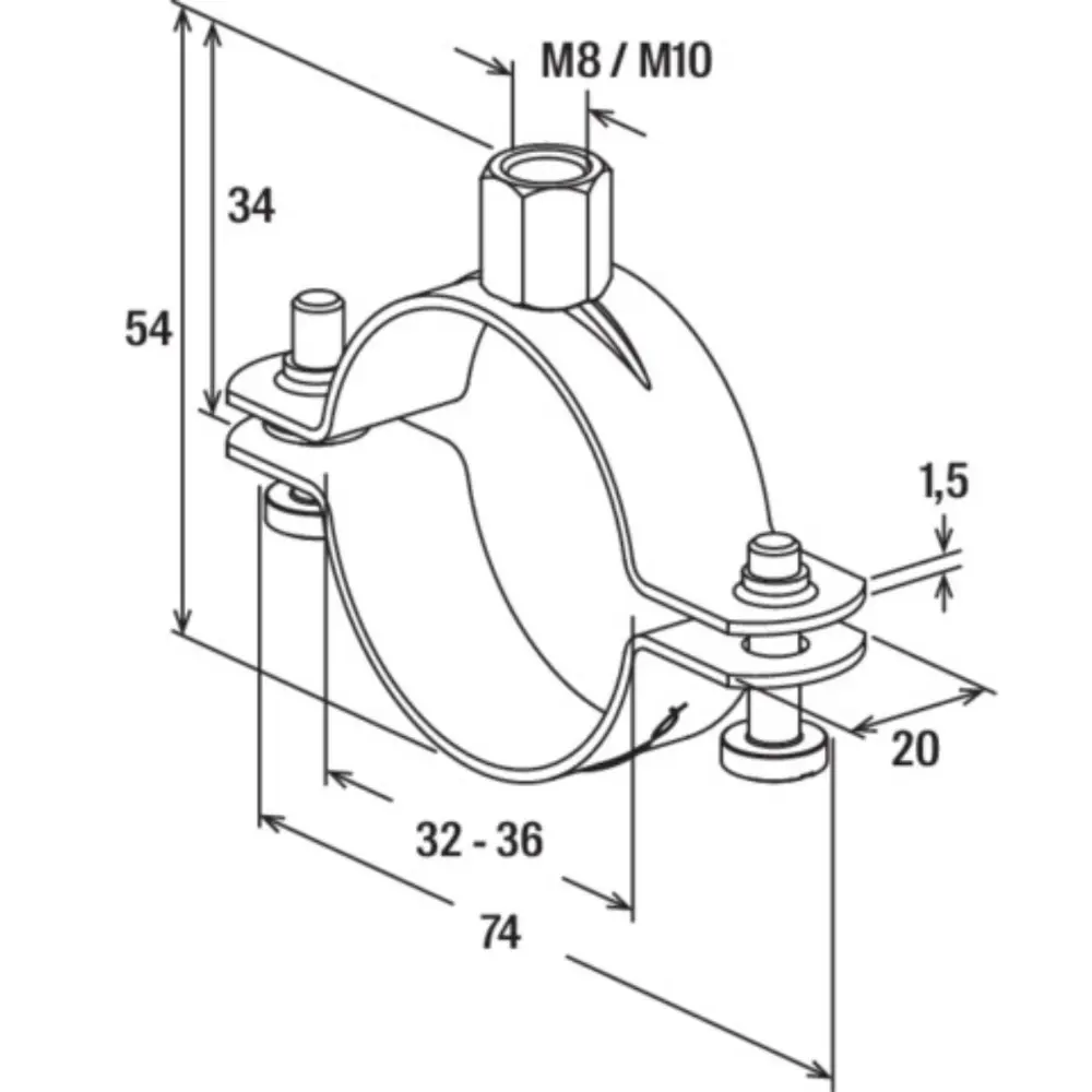 Fischer Rohrschelle FRS N 32-36 M8/M10