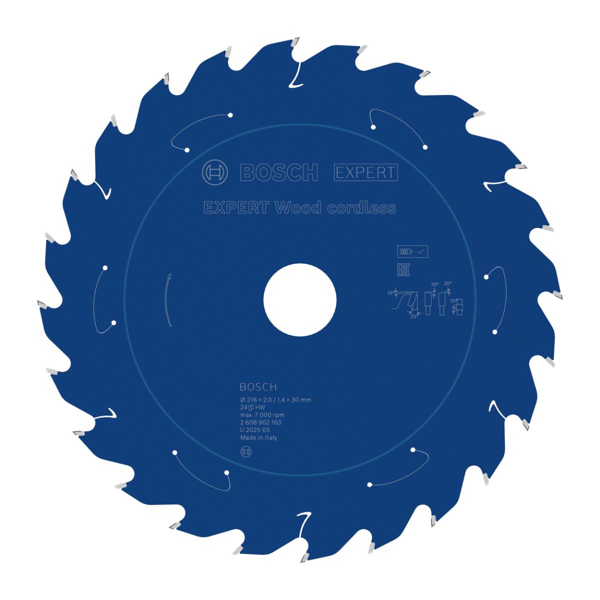 Bosch EXPERT Wood Kreissägeblatt, 216x1,7x30 mm, Z24, Zahnwinkel 25°