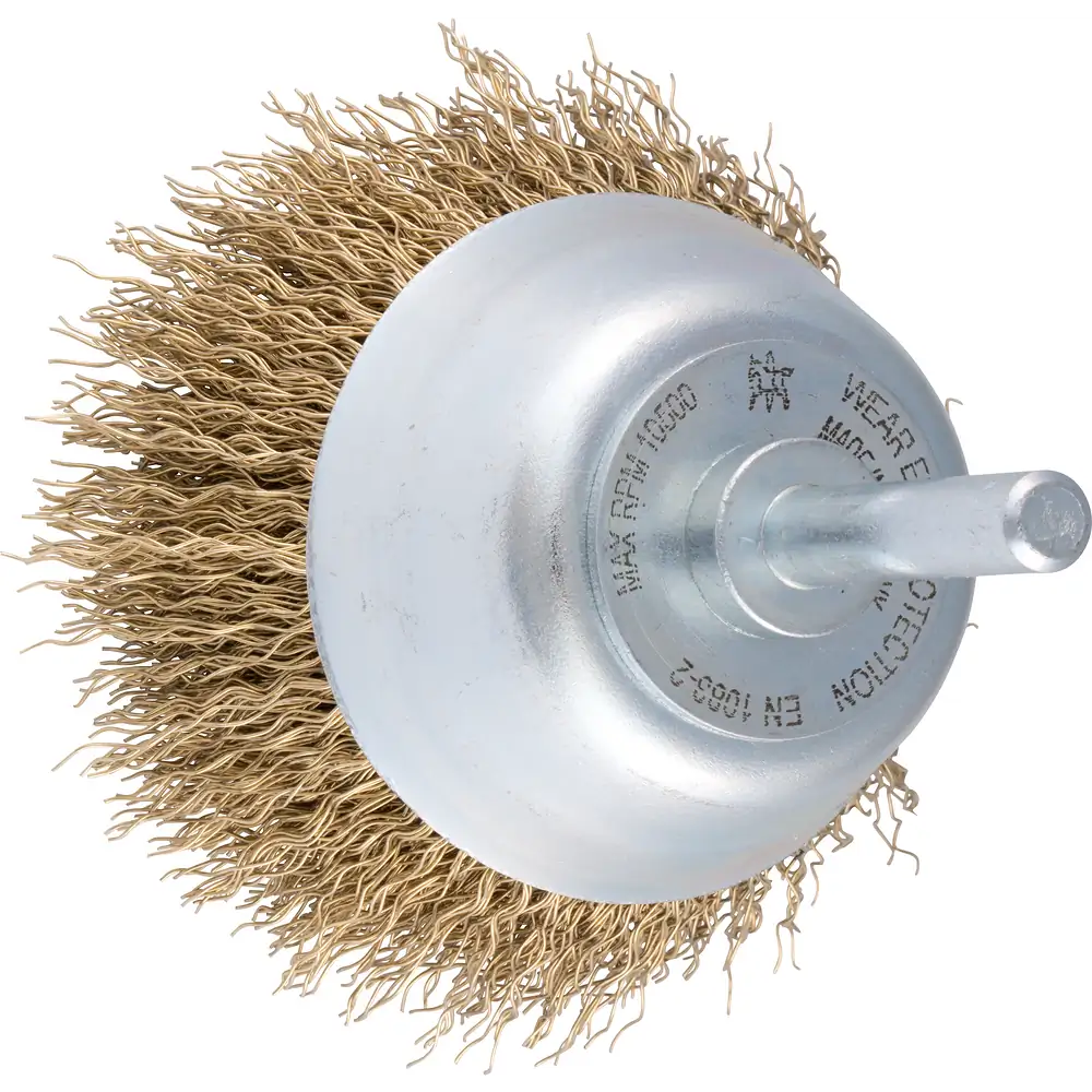 PFERD TOOLS Topfbürste ungezopft TBU Ø50 mm Schaft-Ø6 mm vermessinter Stahl-Litzen-Draht-Ø0,25 mm