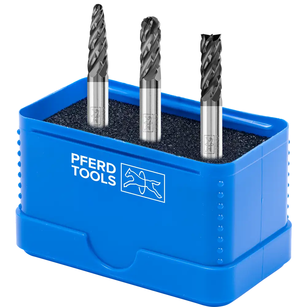 PFERD TOOLS Hartmetall Hochleistungsfrässtift Set 1606 ALU 3-tlg Ø 6mm Schaft-Ø 6mm HICOAT beschichtet beschichtet für für Alu/NE Metalle