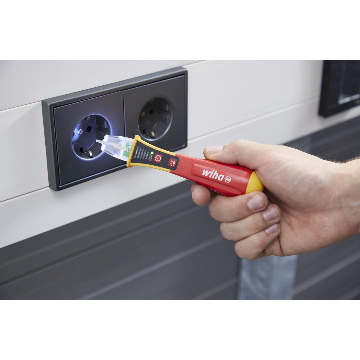 Wiha Spannungsprüfer Volt Detector berührungslos, einpolig, 12 – 1.000 V AC mit 2x AAA-Batterien