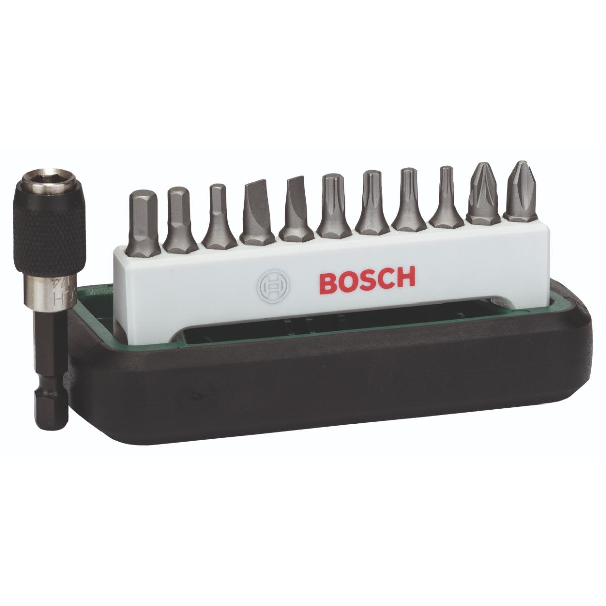 Bosch Schrauberbit-Set Standard, gemischt (S, PH, PZ, HEX, T), 12-tlg.