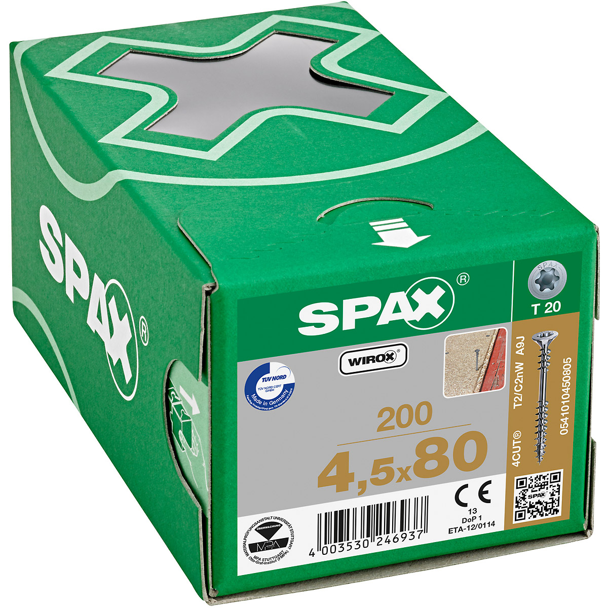 SPAX Verlegeschraube Senkmultikopf T-Star Plus T20 Fixiergewinde WIROX, 200 Stück