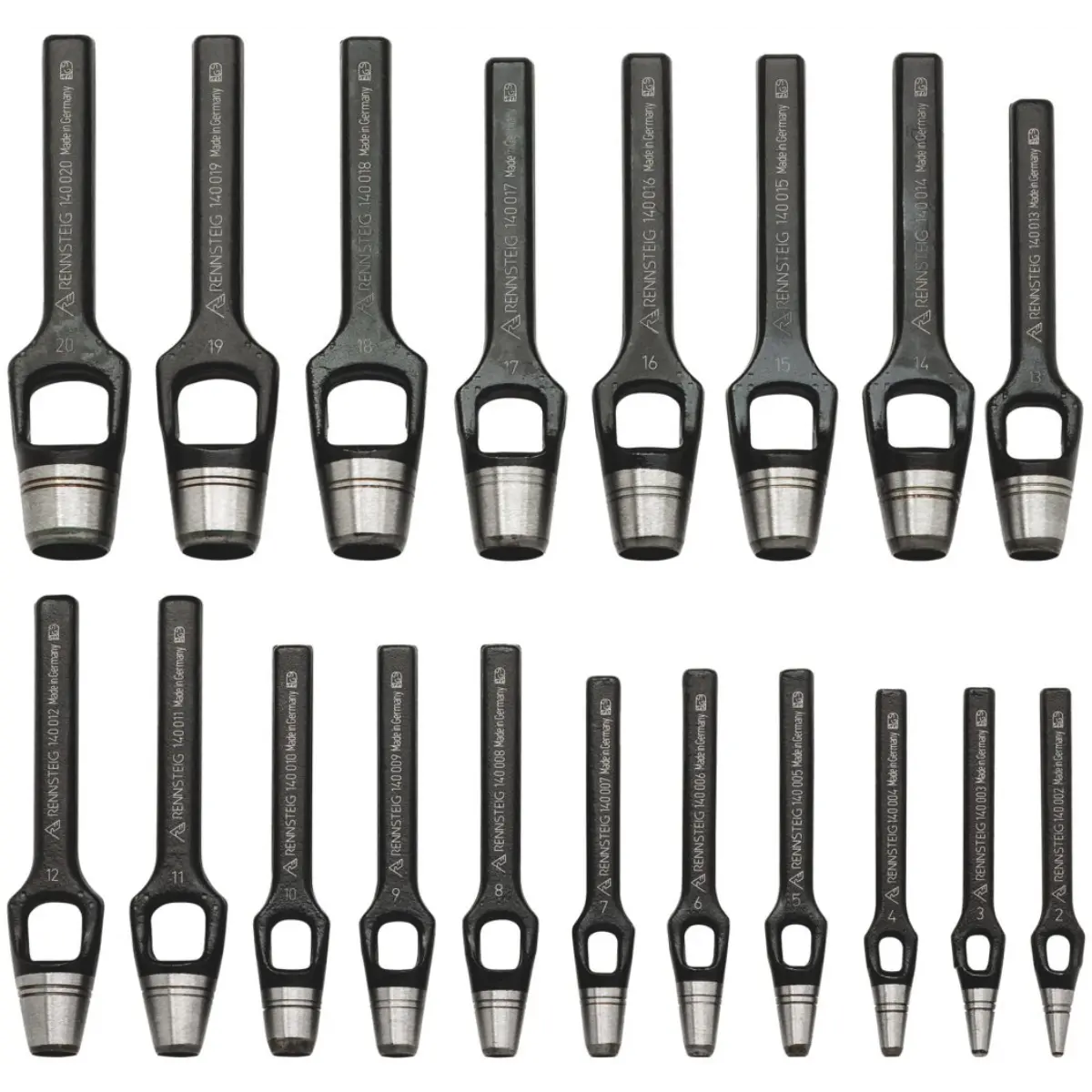 Rennsteig Henkellocheisensatz (19-teilig) Ø 2 - 20 mm
