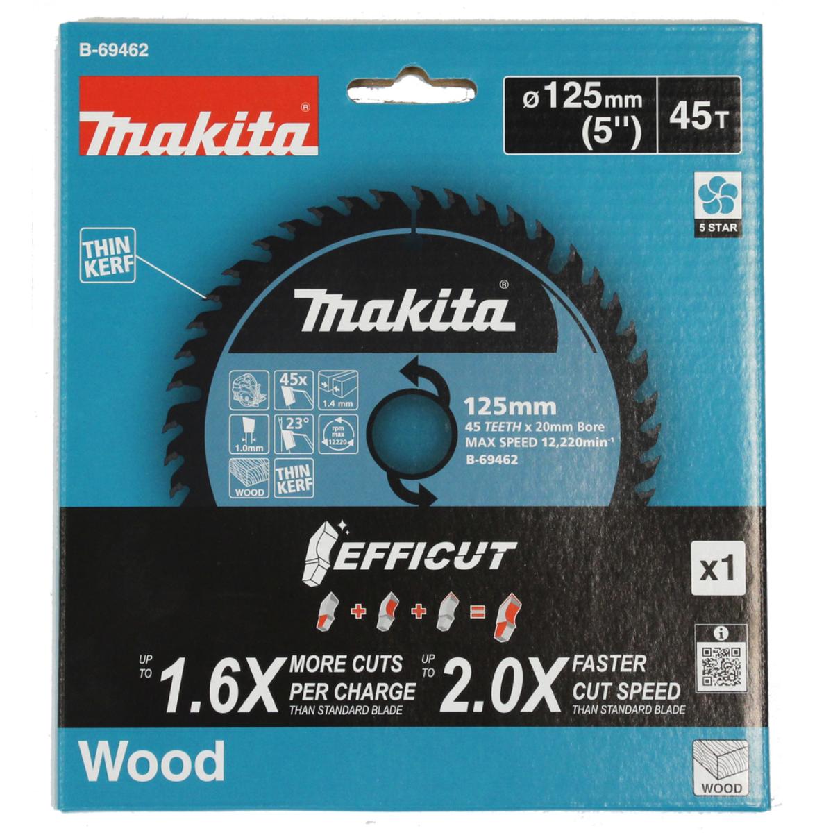 Makita Kreissägeblatt EFFICUT Ø 125 mm 45 Zähne 1,4 mm Schnittbreite 23° Zahnwinkel Holz