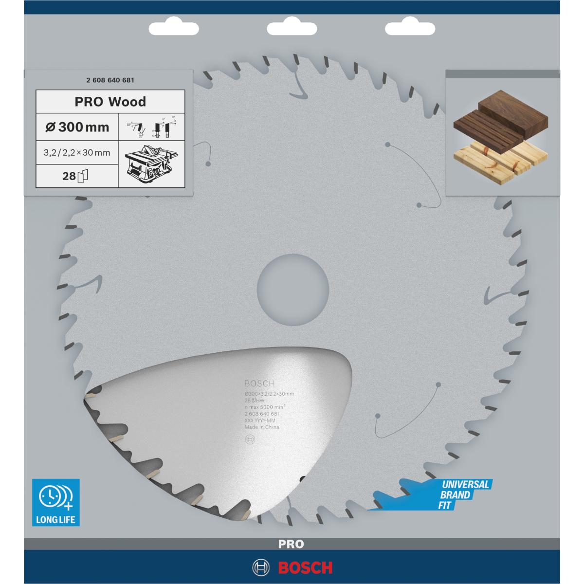 Bosch PRO Kreissägeblatt Speedline Wood, 300 x 30 x 3,2 mm, 28 Zähne
