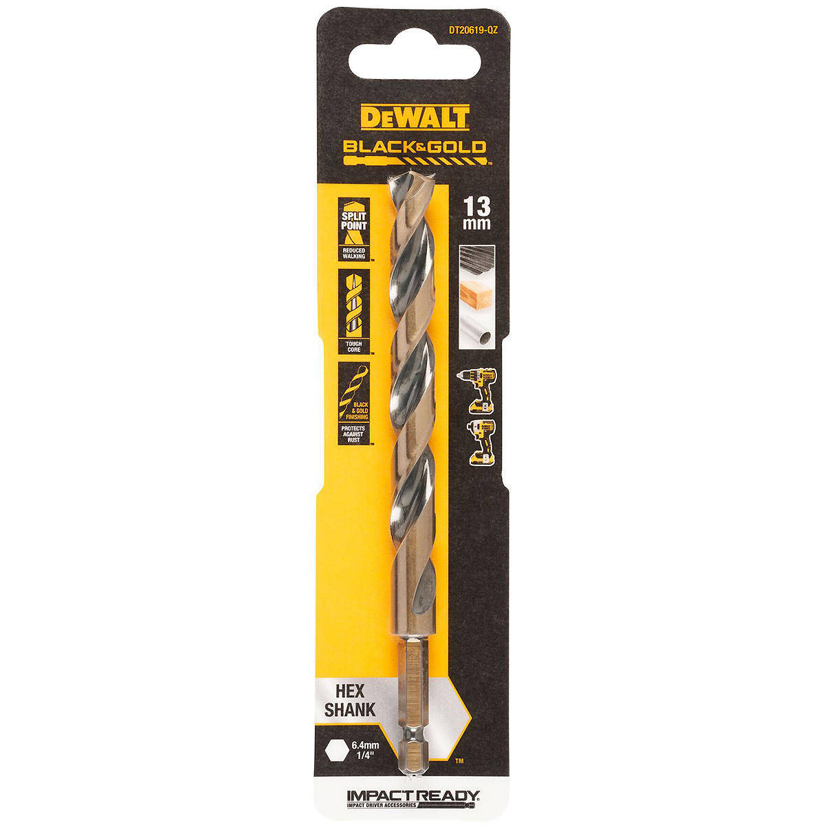 DEWALT Black&Gold Metallbohrer HSS-G Sechskant