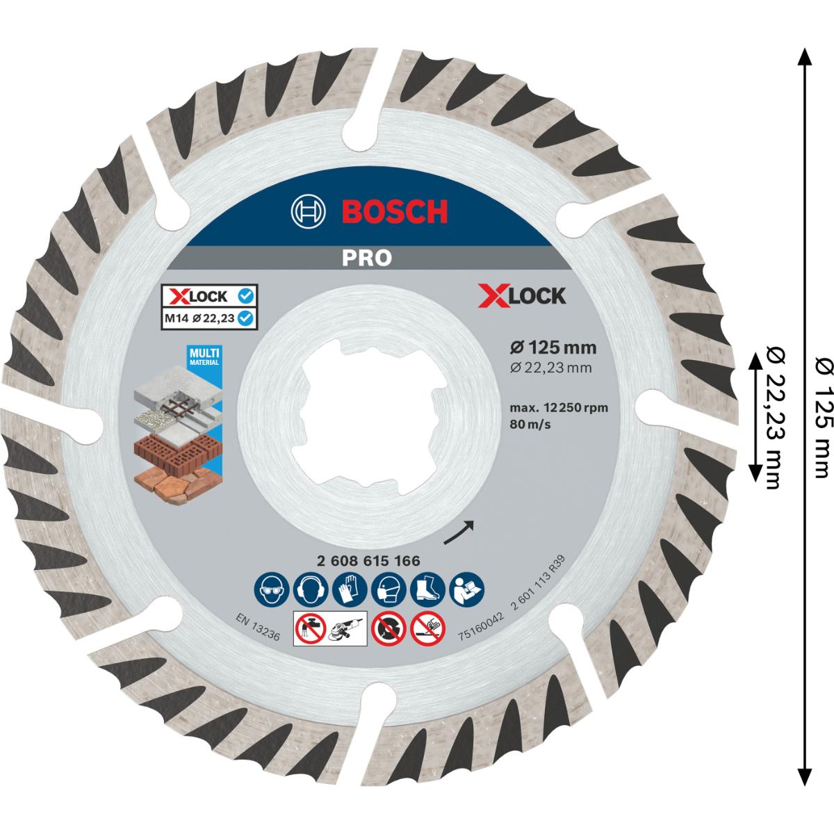 Bosch PRO Multi Material X-LOCK Diamanttrennscheibe, 125 x 22,23 mm