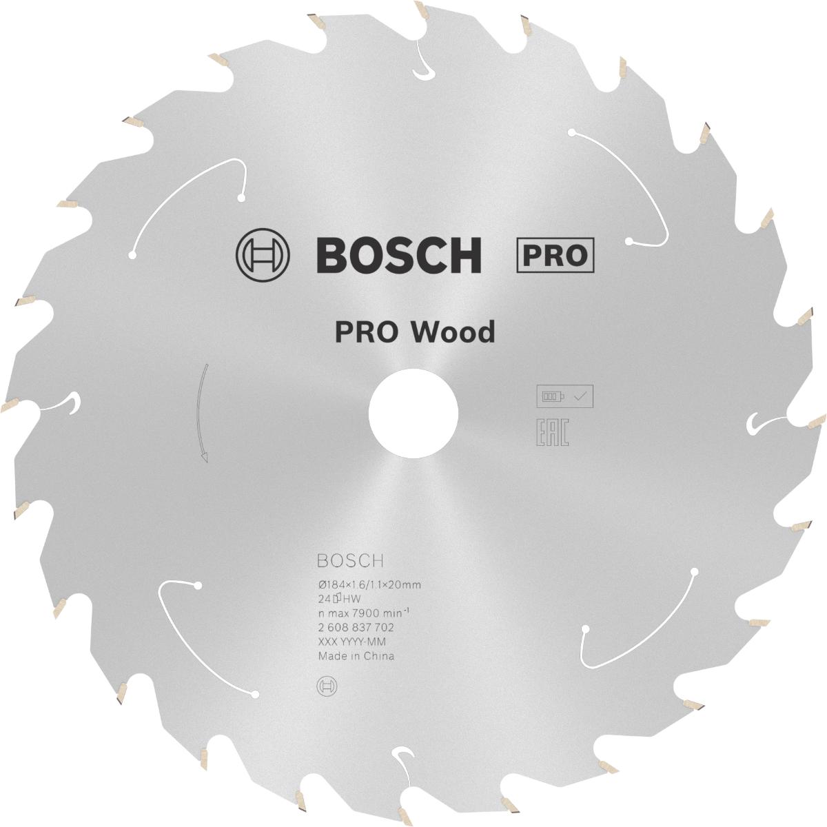 Bosch PRO Akku-Kreissägeblatt Standard for Wood H 160x20 T12, ø außen 184 mm