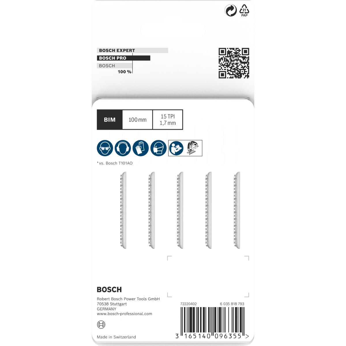 Bosch PRO Stichsägeblatt T 101 AIF für Hart- und Massivholz, Laminat
