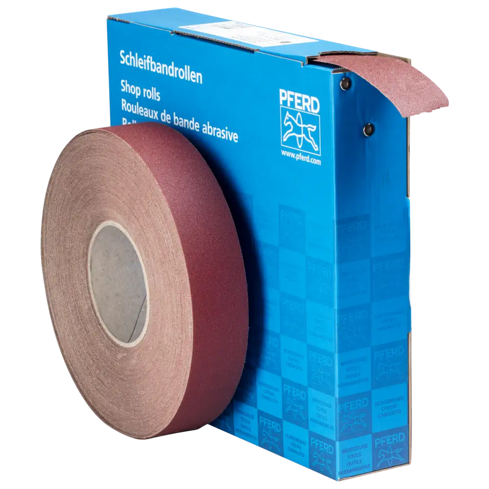 PFERD TOOLS Korund Schleifbandrolle Gewebe SBR Breite 40mm für universelle Anwendung