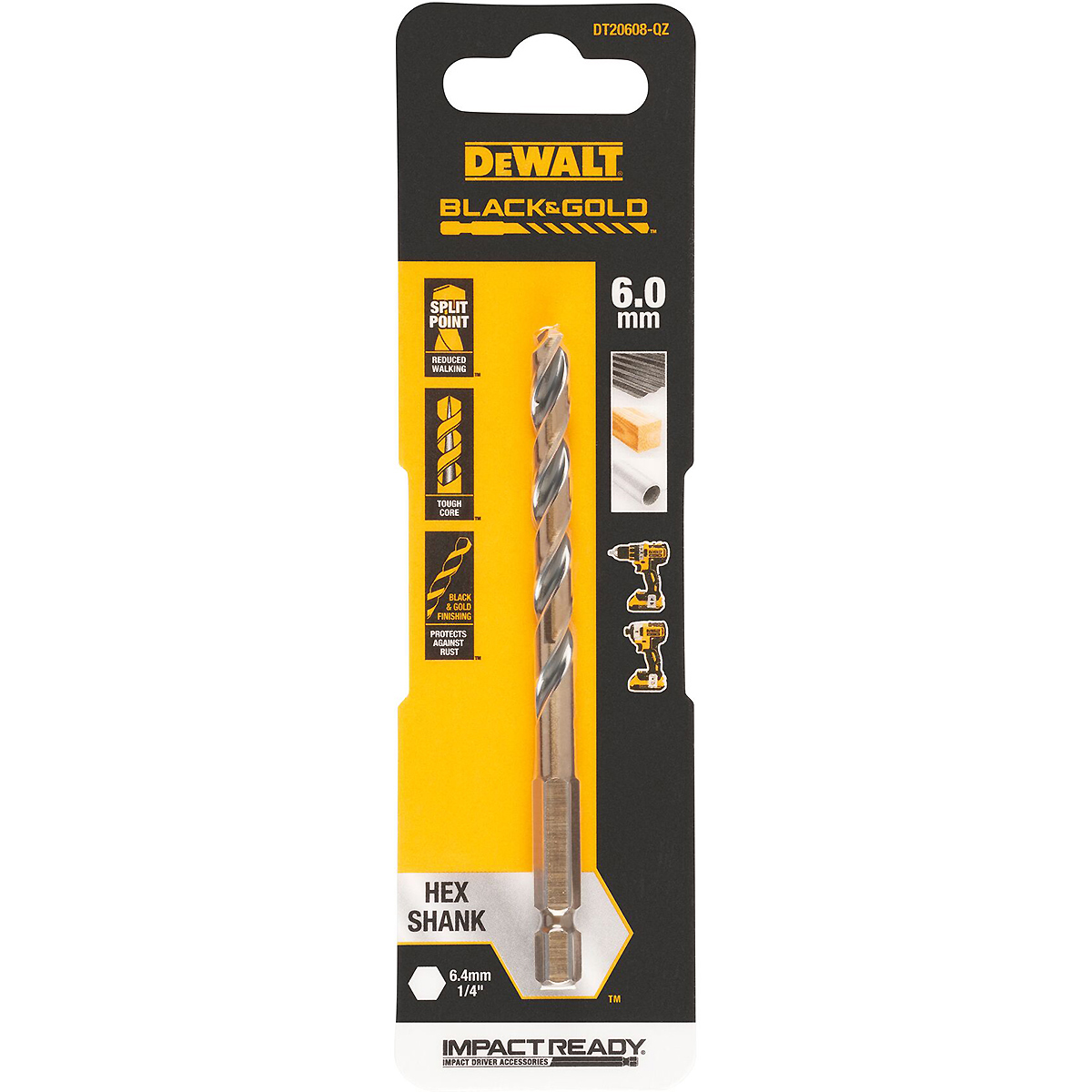 DEWALT Black&Gold Metallbohrer HSS-G Sechskant