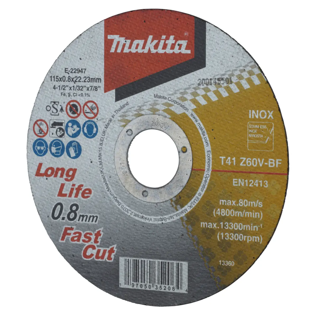 Makita Trennscheibe INOX 115x0,8 mm Long Life Fast Cut - E-22947