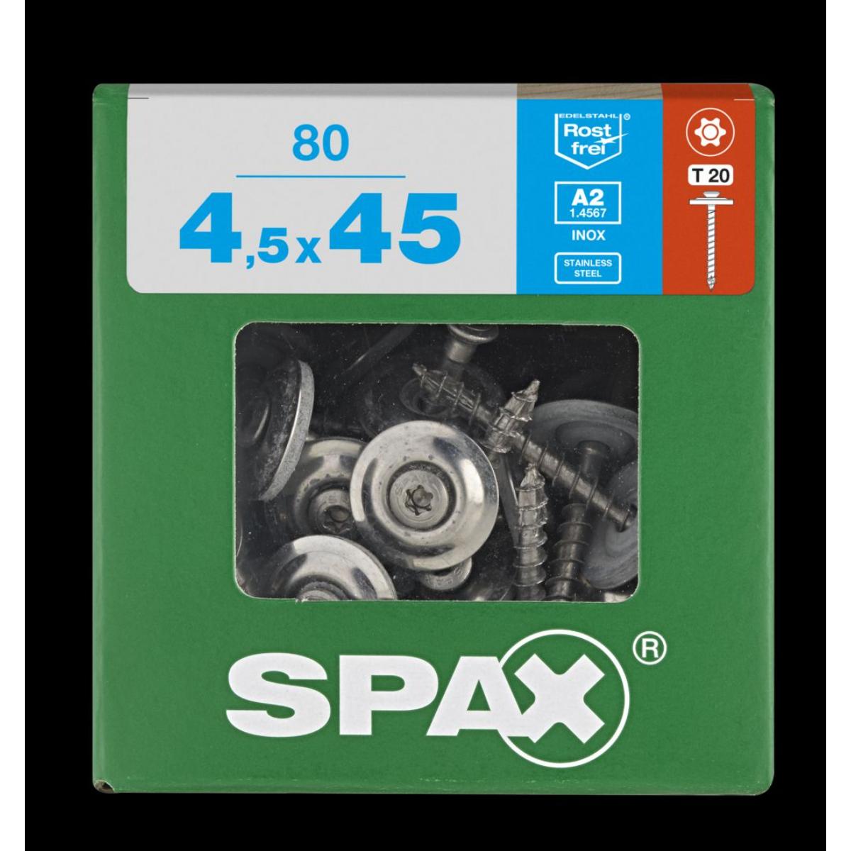 SPAX Spenglerschraube A2 T-Star Plus T20 4Cut 4,5 x 45 mm XL, 80 Stück