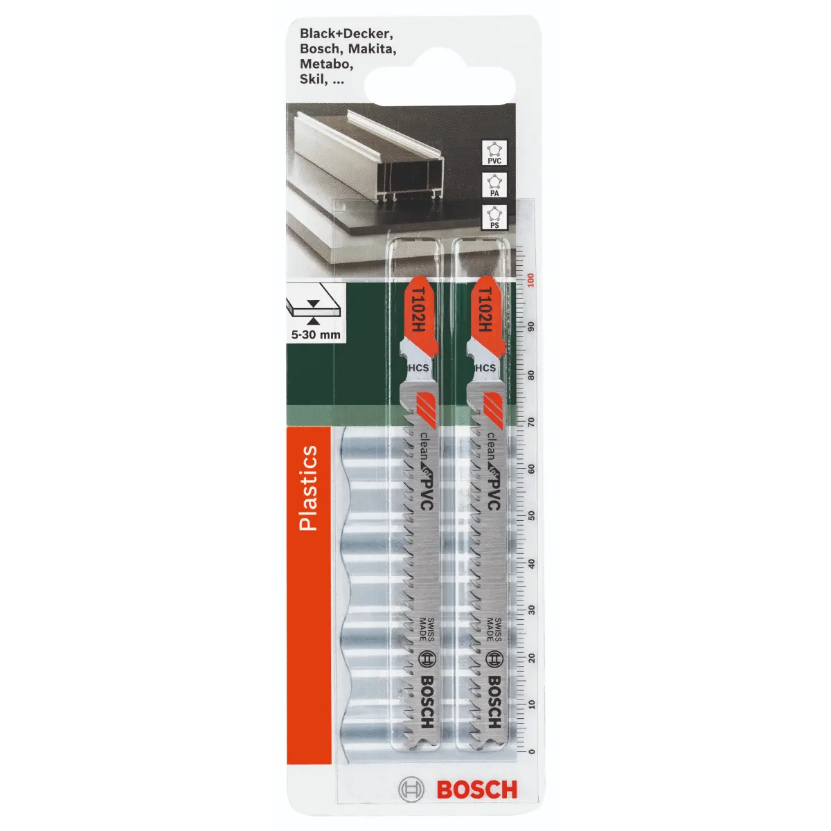 Bosch Stichsägeblatt HCS, T 102 H Clean for PVC
