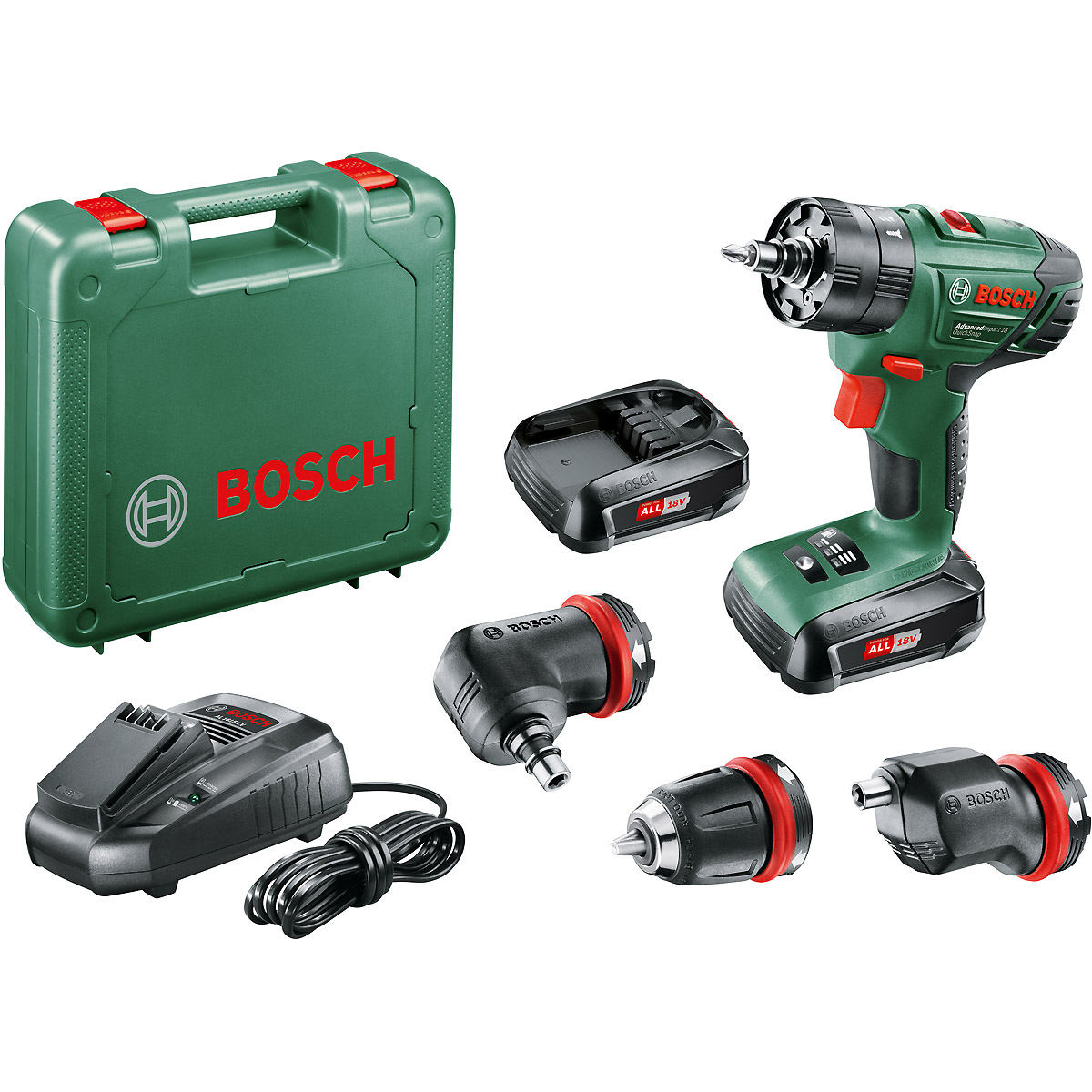 Bosch Akku-Zweigang-Schlagbohrschrauber AdvancedImpact 18 QuickSnap, 2x PBA 18V 1.5 Ah