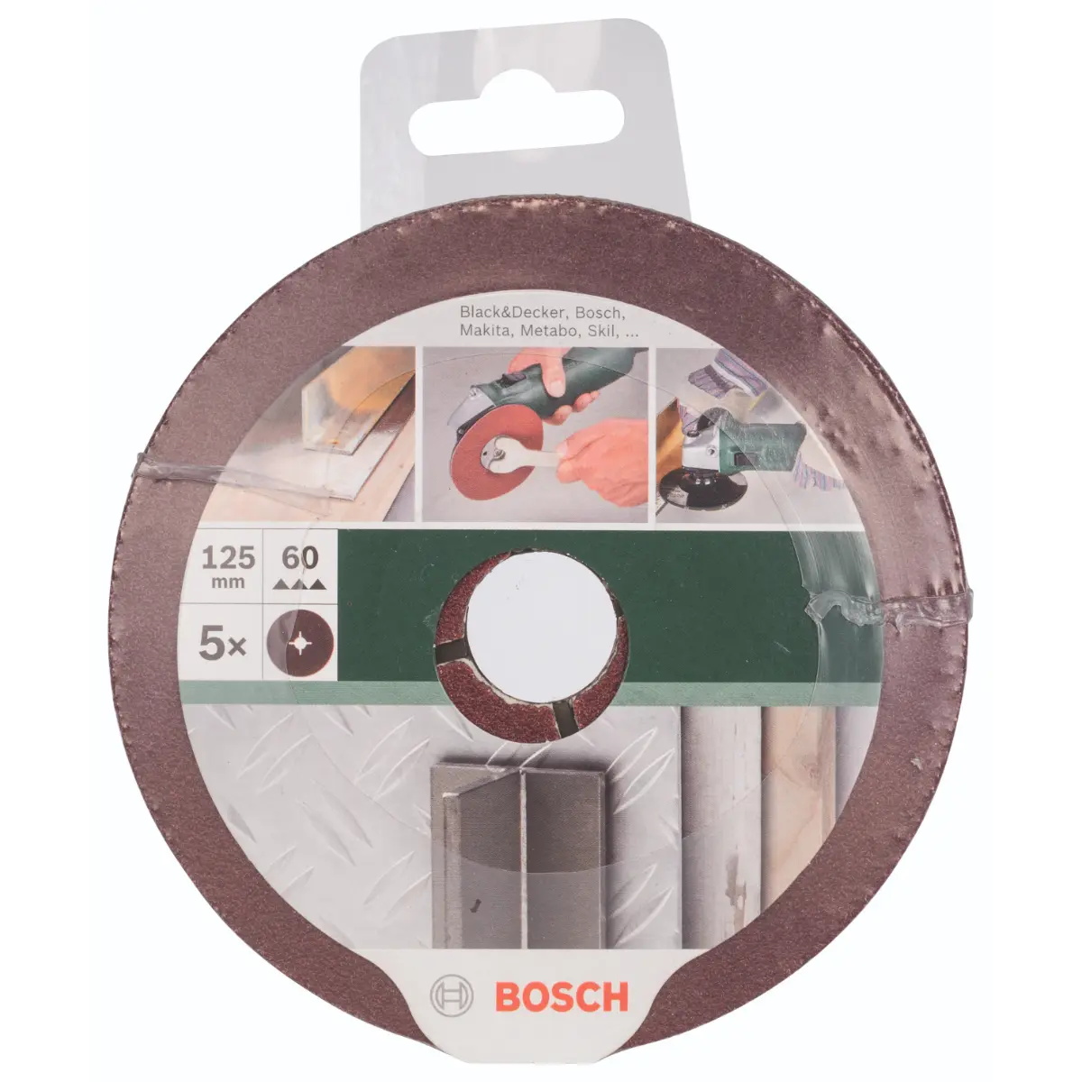 Bosch Fiberschleifscheiben-Set für Winkelschleifer, Korund D=125 mm, K=60, 5-tlg.