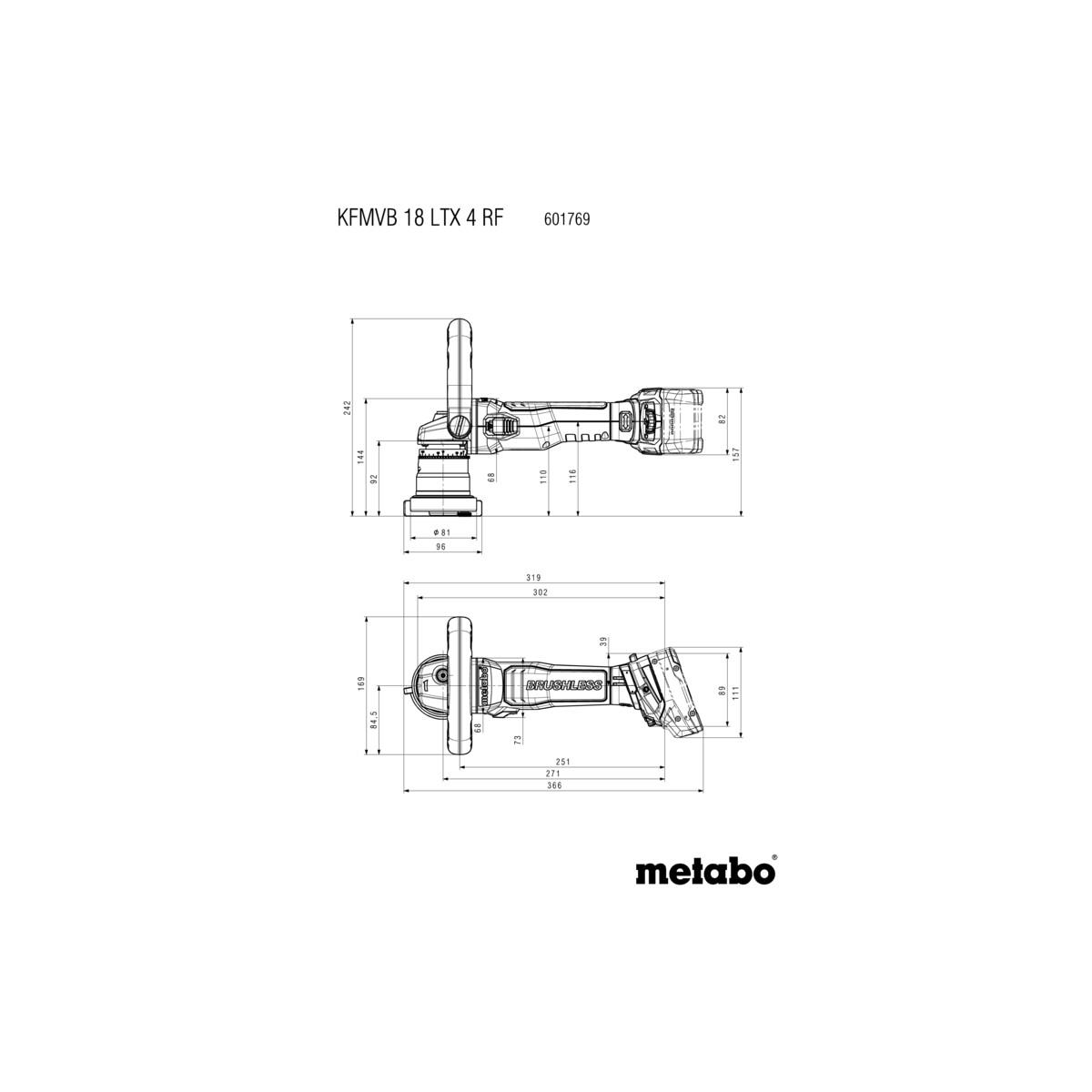 Metabo Akku-Metall-Kantenfräse KFMVB 18 LTX BL 4 RF, metaBOX 215