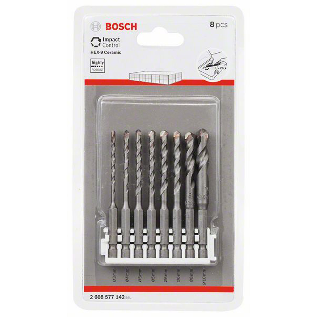 Bosch 8-teiliges Hex-9 Ceramic Set, 3–10 mm. Für Bohrmaschinen/Schrauber