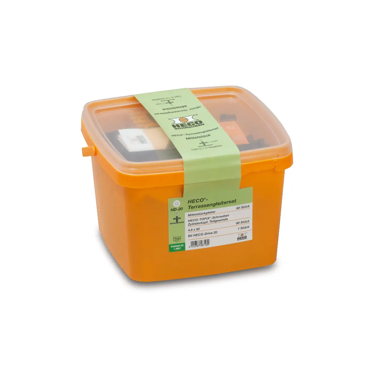 HECO-Terrassengleiterset, 80 x Mittelstückgleiter, 80 x HT-Terrassengleiterschrauben
