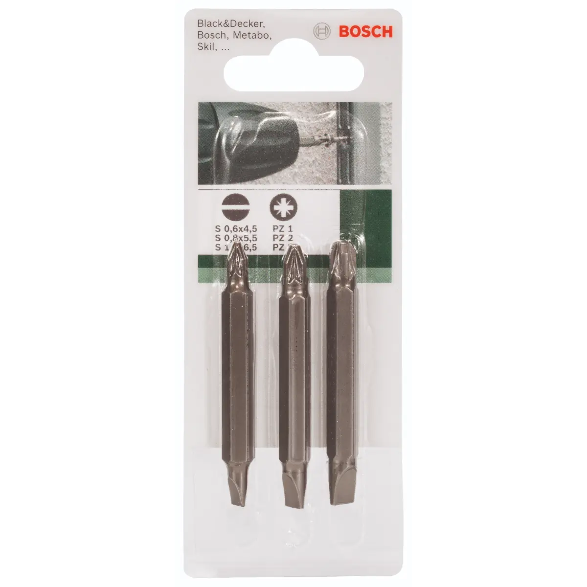 Bosch Doppelklingen-Set für Pozidriv-Kreuzschlitz-/Längsschlitzschrauben (PZ,S) 3-tlg.