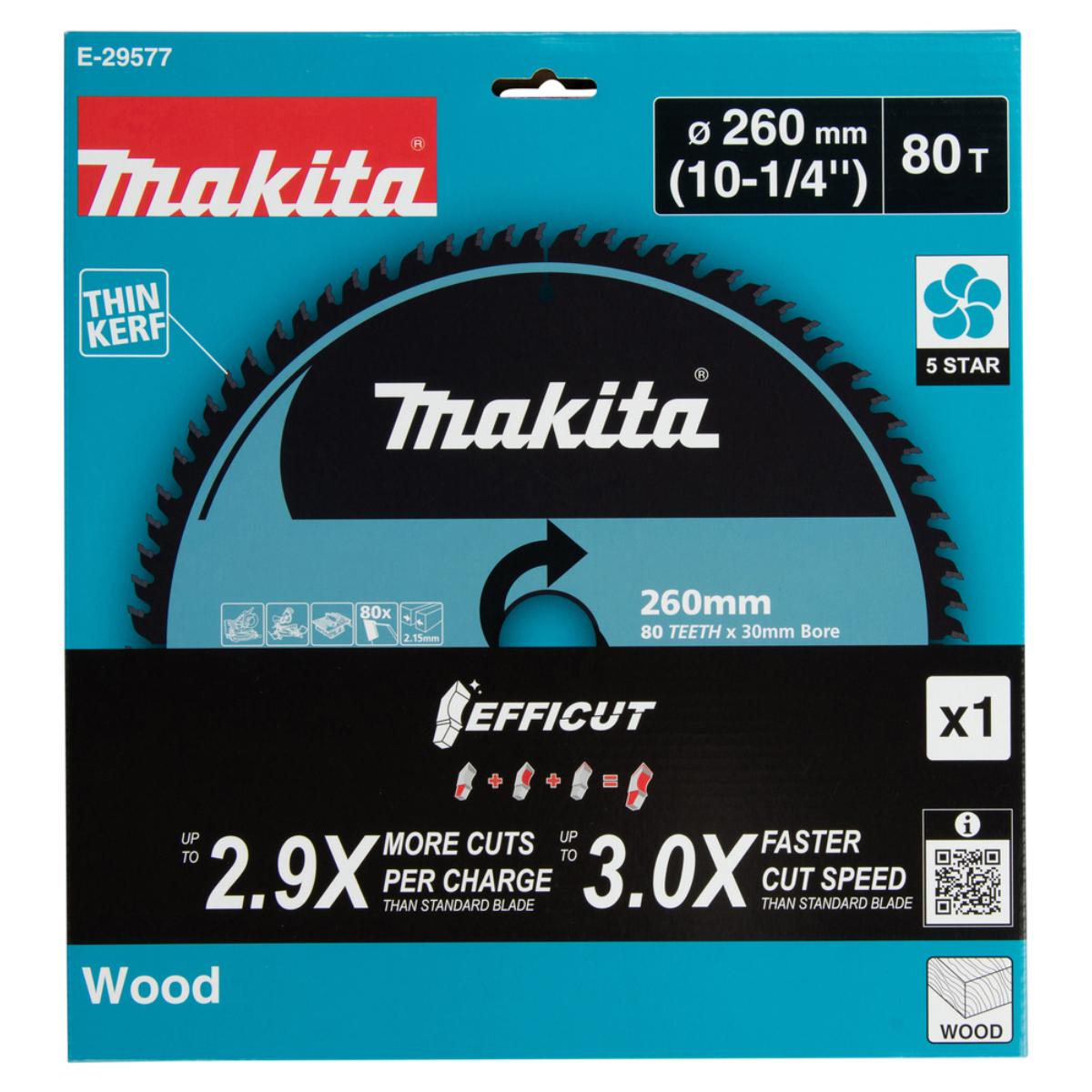 Makita Kreissägeblatt 260x30/25,4/15,88x80Z Efficut