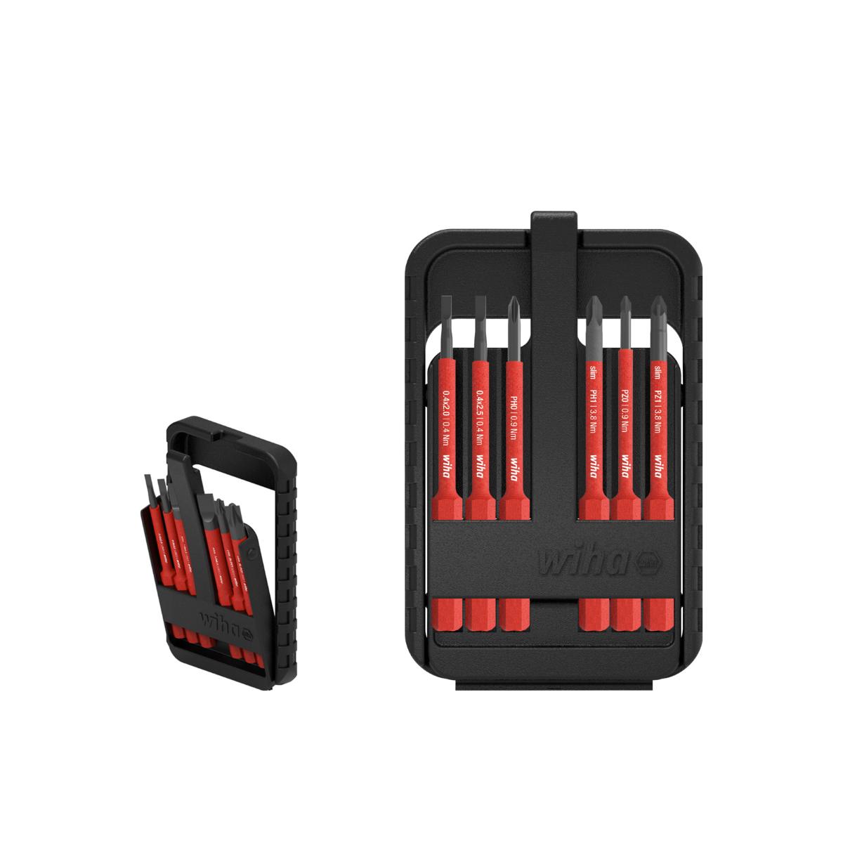 Wiha Bit Set slimBit electric Schlitz, Phillips, Pozidriv 6-teilges Set