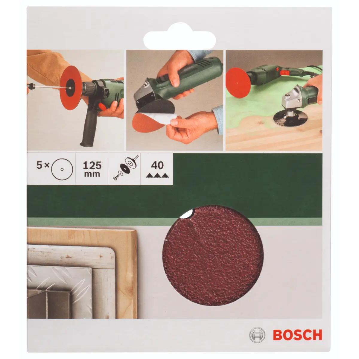 Bosch Schleifblatt-Set für Bohrmaschine D=125 mm, K=40, 5 Stck.