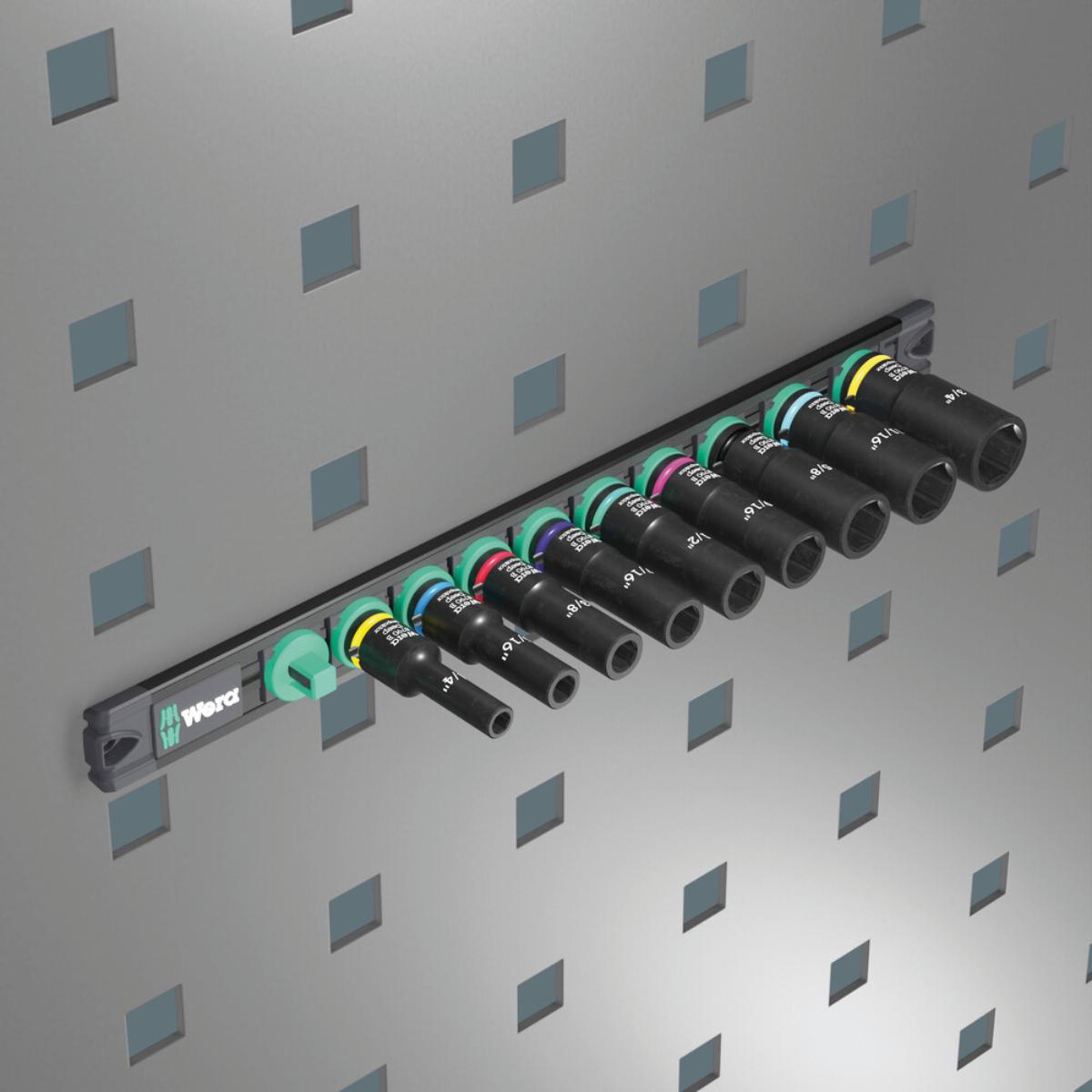 05005591001we Wera 9661 Nuss-Magnetleiste B Impaktor Deep Imperial 1 Steckschlüsseleinsatz-Satz, 3/8 zoll-Antrieb, 9-teiliges Set