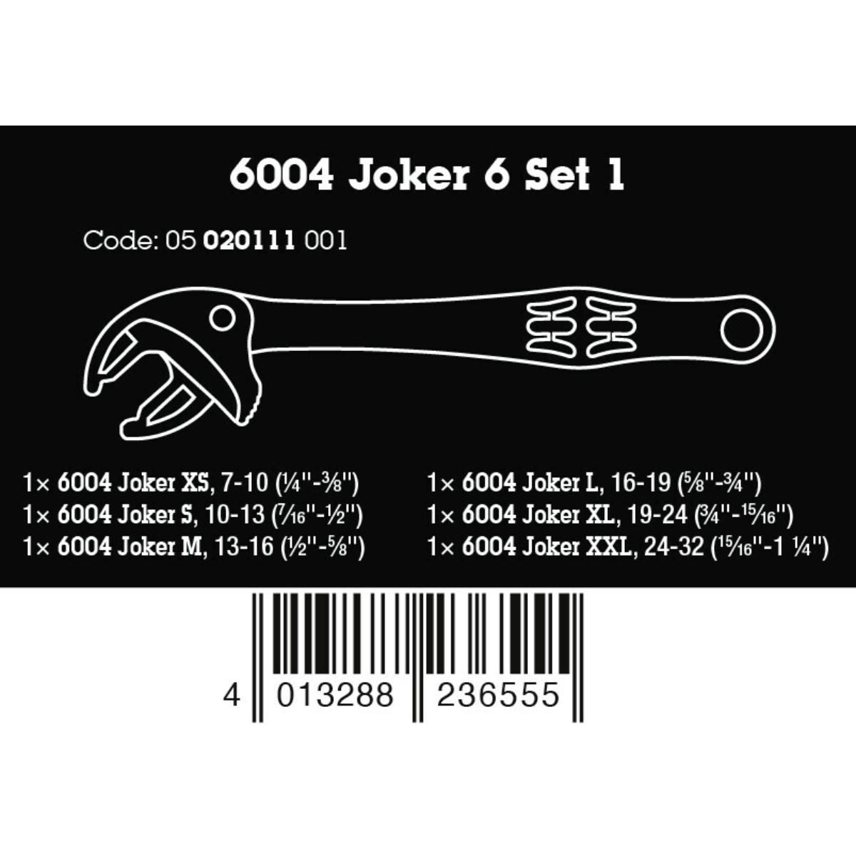 Wera 6004 Joker 6-stelliges Set Selbstjustierender Maulschlüssel-Satz