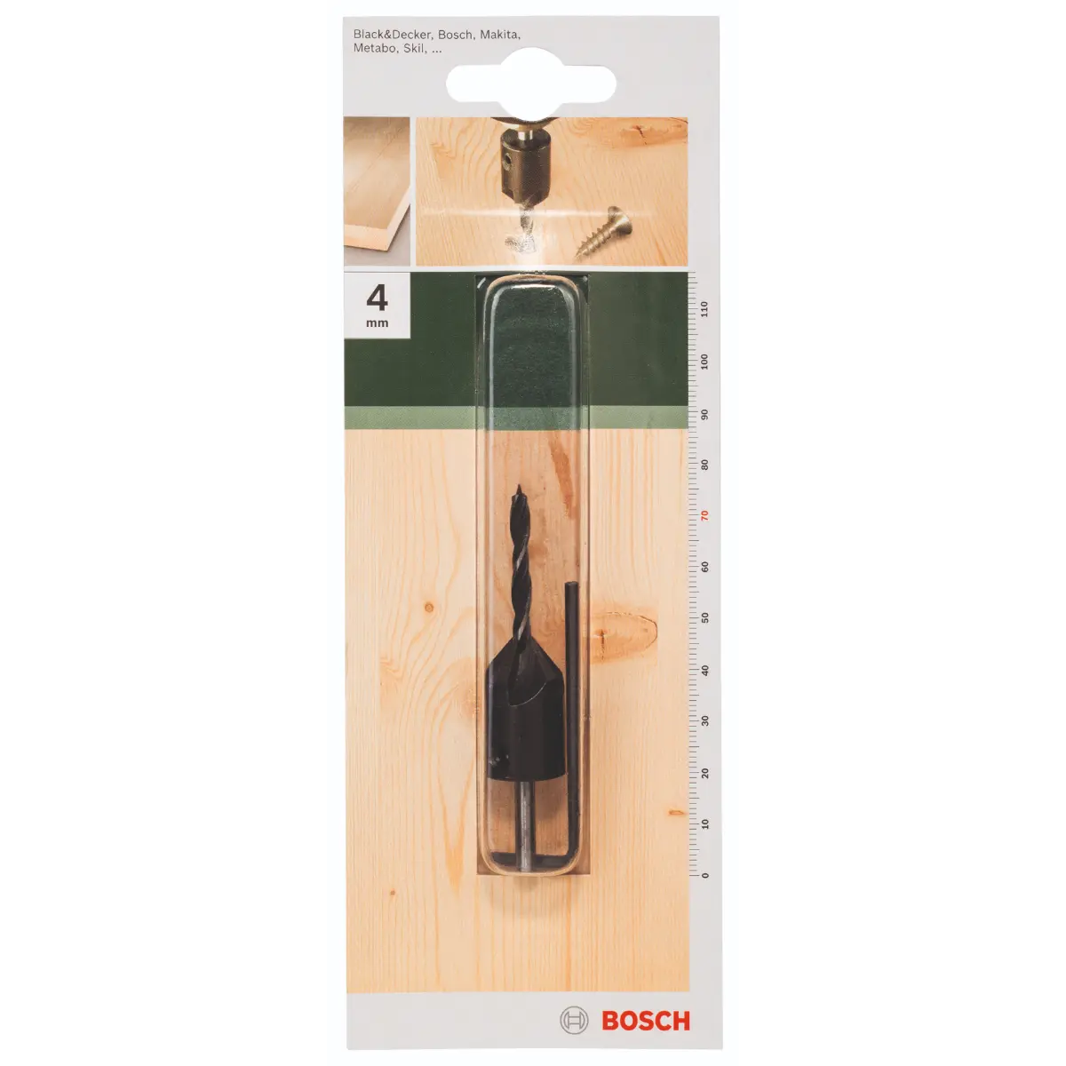 Bosch Holzspiralbohrer mit Senker D= 4,0 mm, L= 70 mm