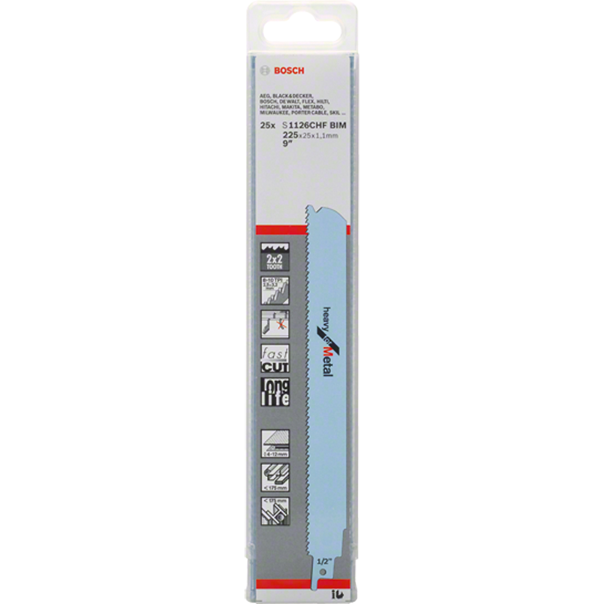 Bosch Säbelsägeblatt S 1126 CHF, Heavy for Metal, 25er-Pack