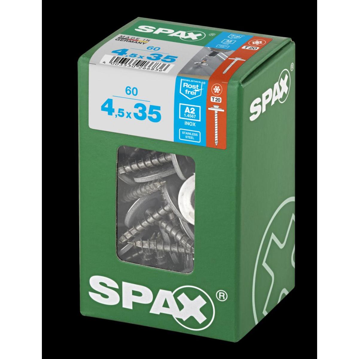 SPAX Spenglerschraube A2 T-Star Plus T20 4Cut 4,5 x 35 mm L, 60 Stück