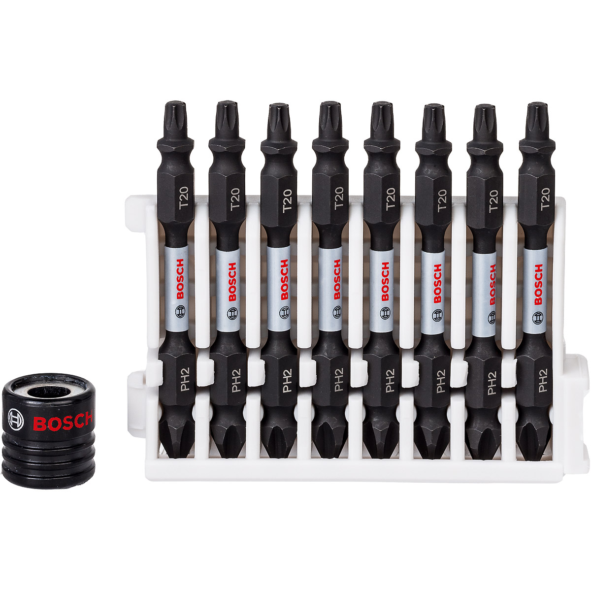 Bosch Doppelklingenbit-Set Impact Control, 9-teilig, PH2-T20, 65 mm, Magnethülse
