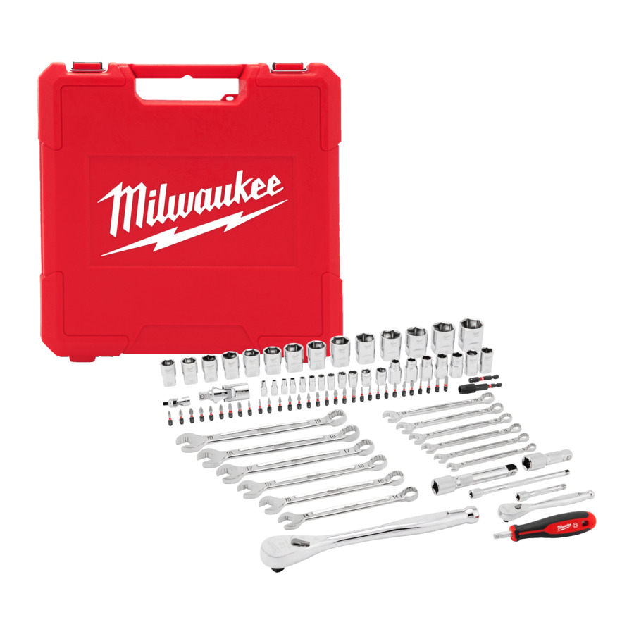 Milwaukee Ratschen-, Steckschlüssel- und Maulschlüssel-Set 1/4 Zoll & 1/2 Zoll - 87-teilig im Koffer