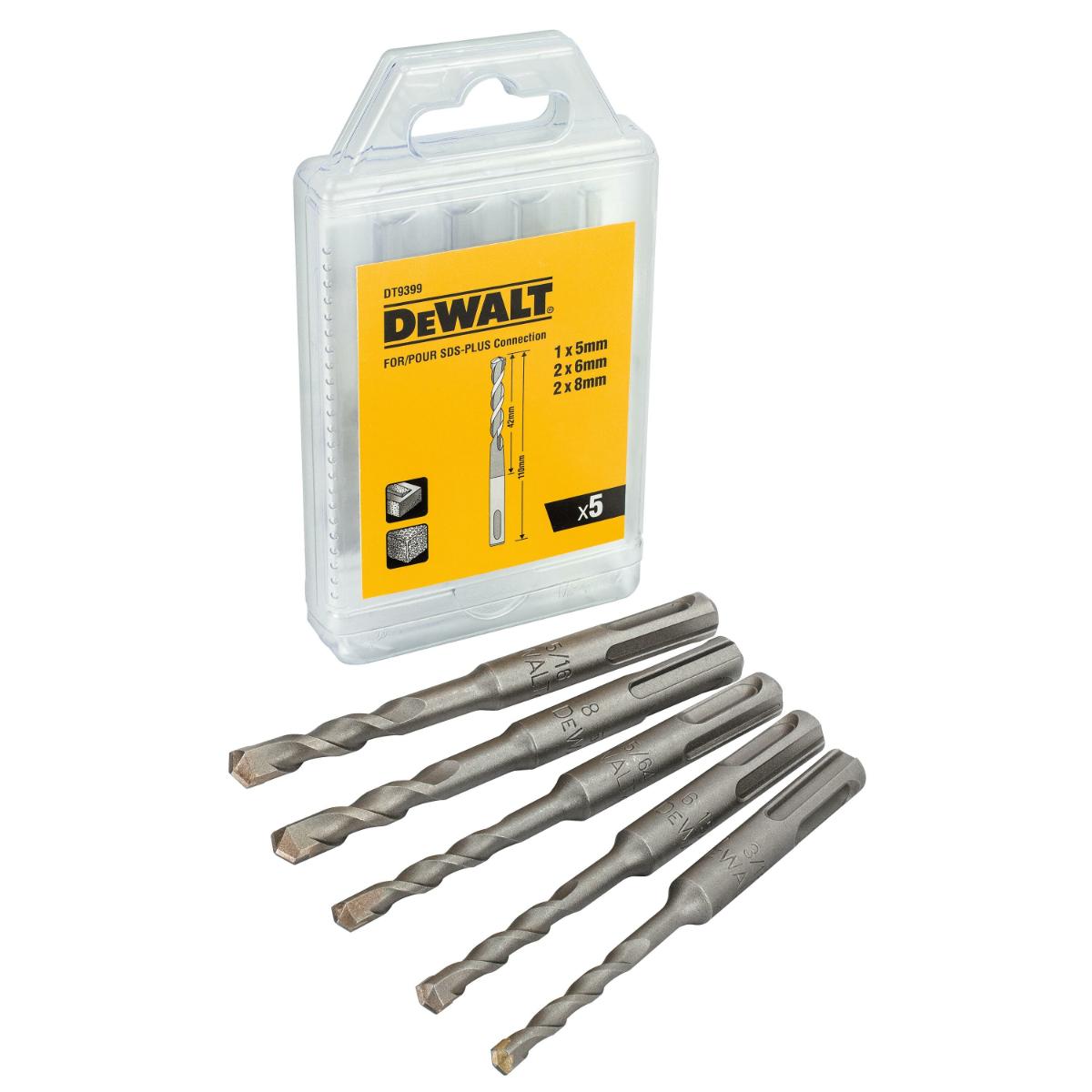 DT9399-QZDE DEWALT Hammerbohrer SDS-plus 5-teiliges Set