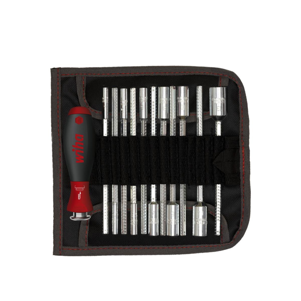 Wiha Schraubendreher mit Wechselklingen Set SYSTEM 6 Sechskant-Steckschlüssel 13-teilges Set mit Rolltasche