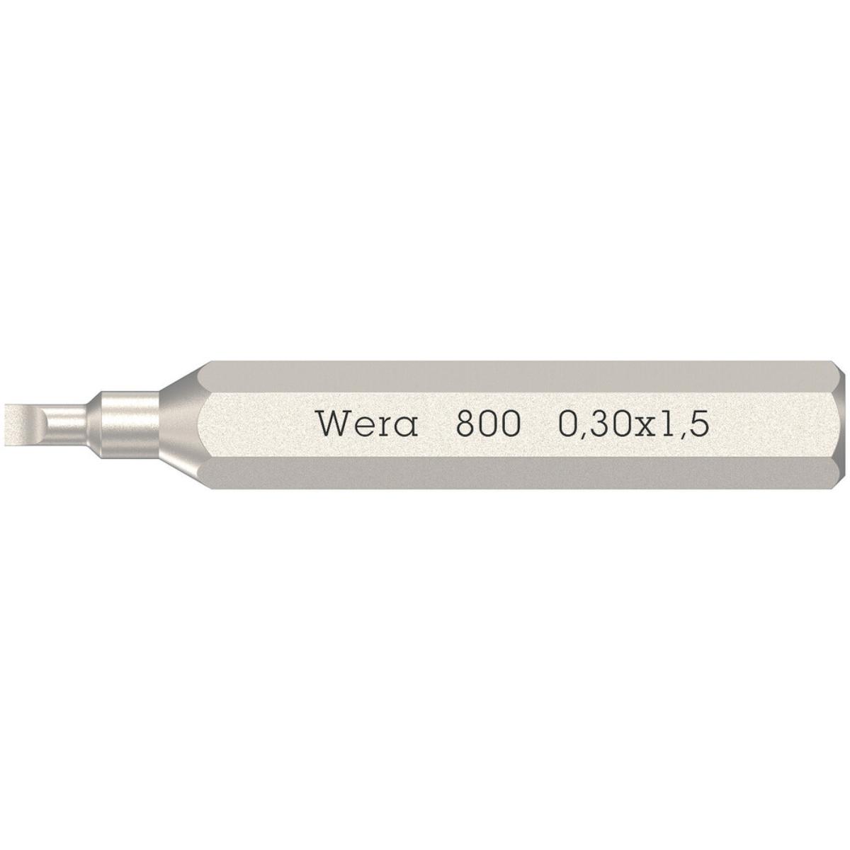 Wera 800/0 Micro Bits für Schlitzschrauben, 0,3 x 1,5 x 30 mm