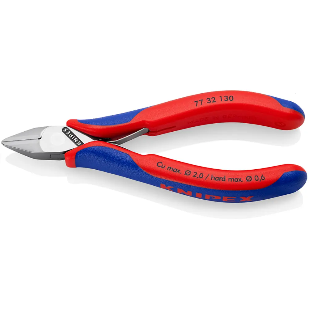KNIPEX Elektronik-Seitenschneider mit durchgestecktem Gelenk mit Mehrkomponenten-Hüllen 130 mm