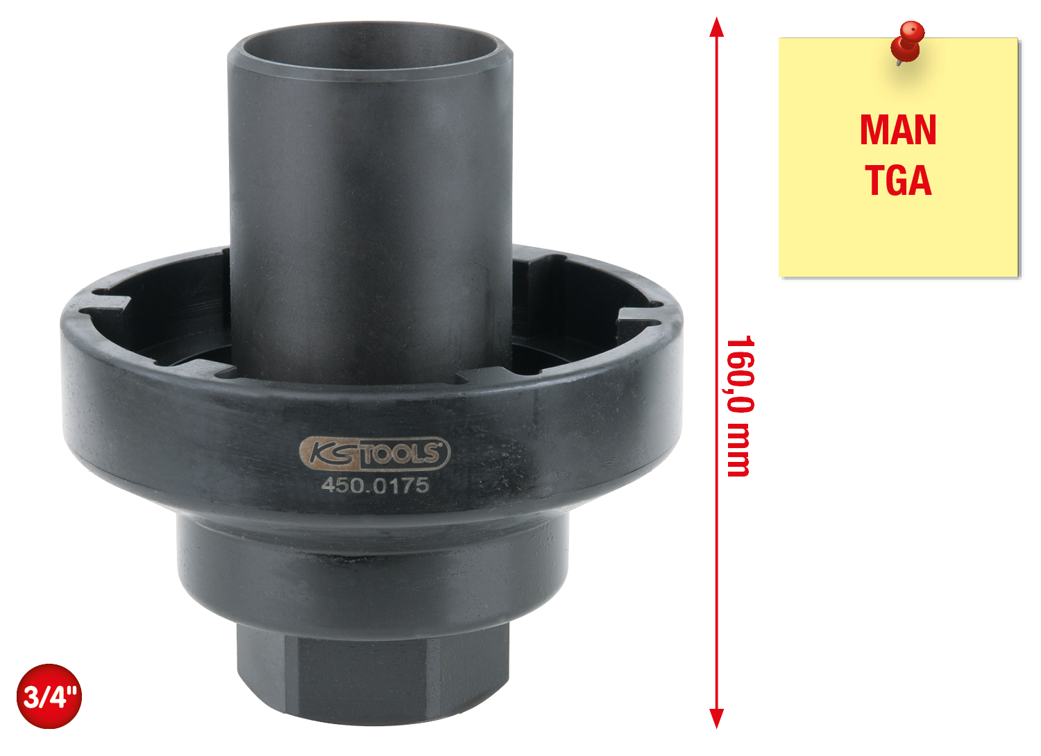 KS Tools 3/4" Nutmuttern-Schlüssel mit Führungsrohr, MAN TGA