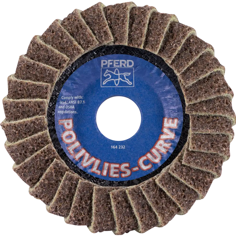 PFERD TOOLS POLIVLIES-CURVE Lamellenscheibe PVL-R Korund Ø 115 mm Bohrung 22,23 mm A100G