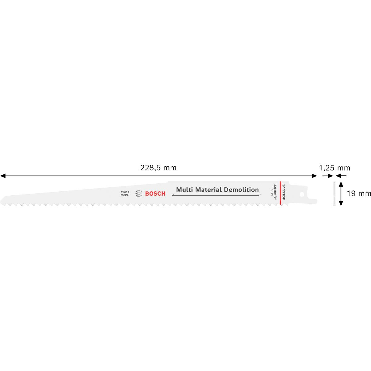 Bosch Multi Material Demolition S1111DF Blatt, 1,25 x 19 x 225 mm, 25-Stück