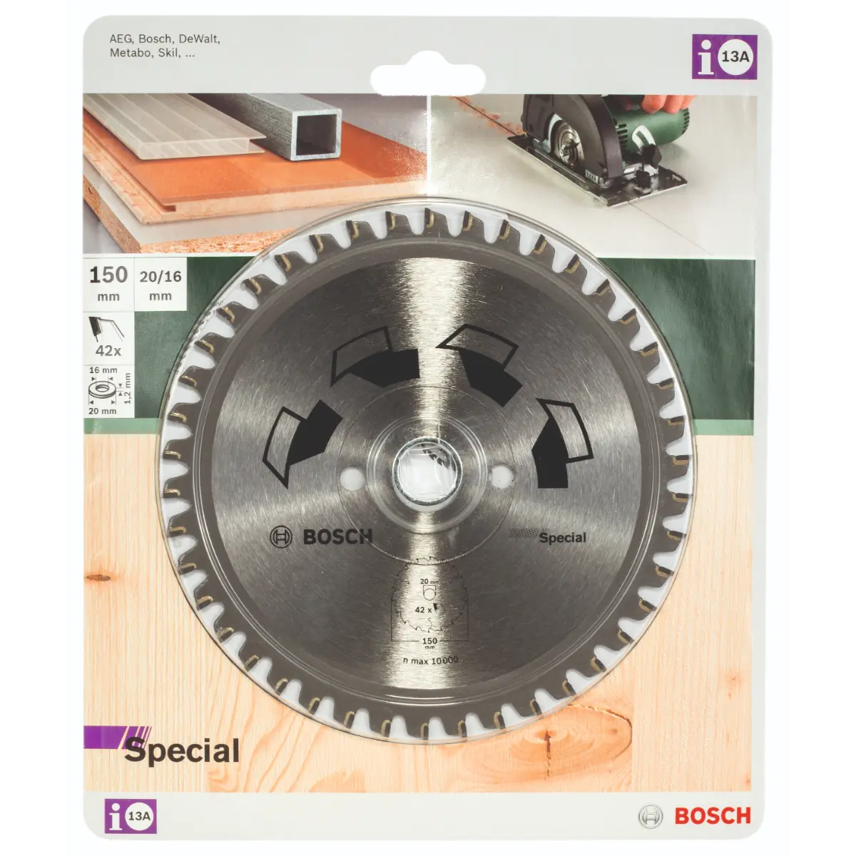 Bosch Kreissägeblatt SPECIAL D= 150 mm, Bohrung= 20 mm, Z= 42