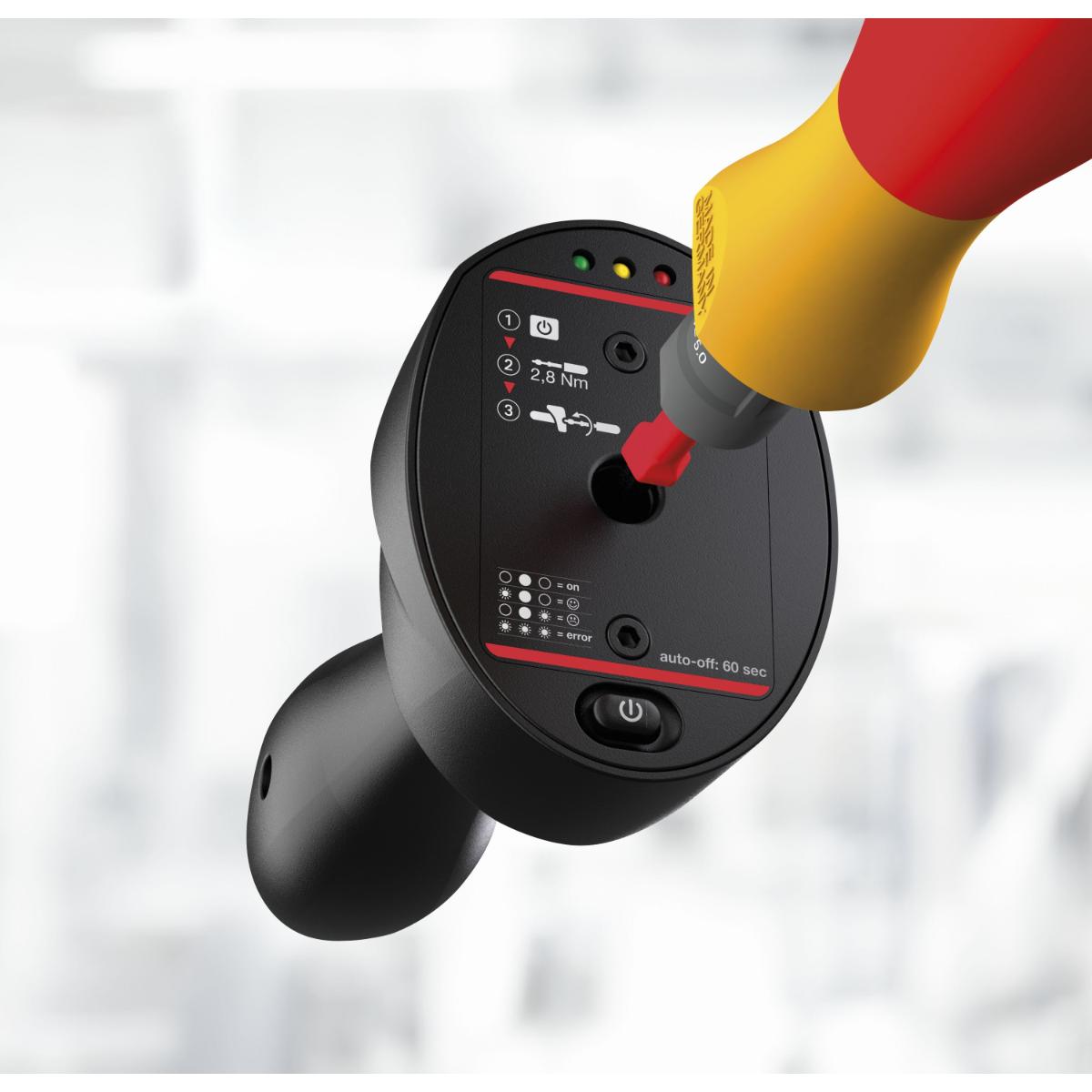 Wiha Drehmoment-Testgerät Torque QuickCheck Set 4-teilges Set mit Adapterklingen, Batterien und Box