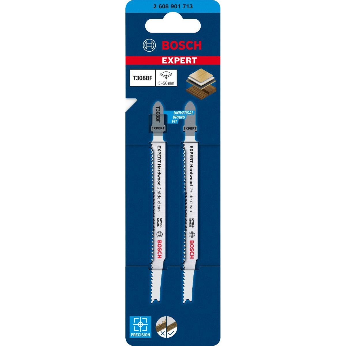 Bosch EXPERT Hardwood 2-side clean T 308 BF Stichsägeblatt, 2 Stk.