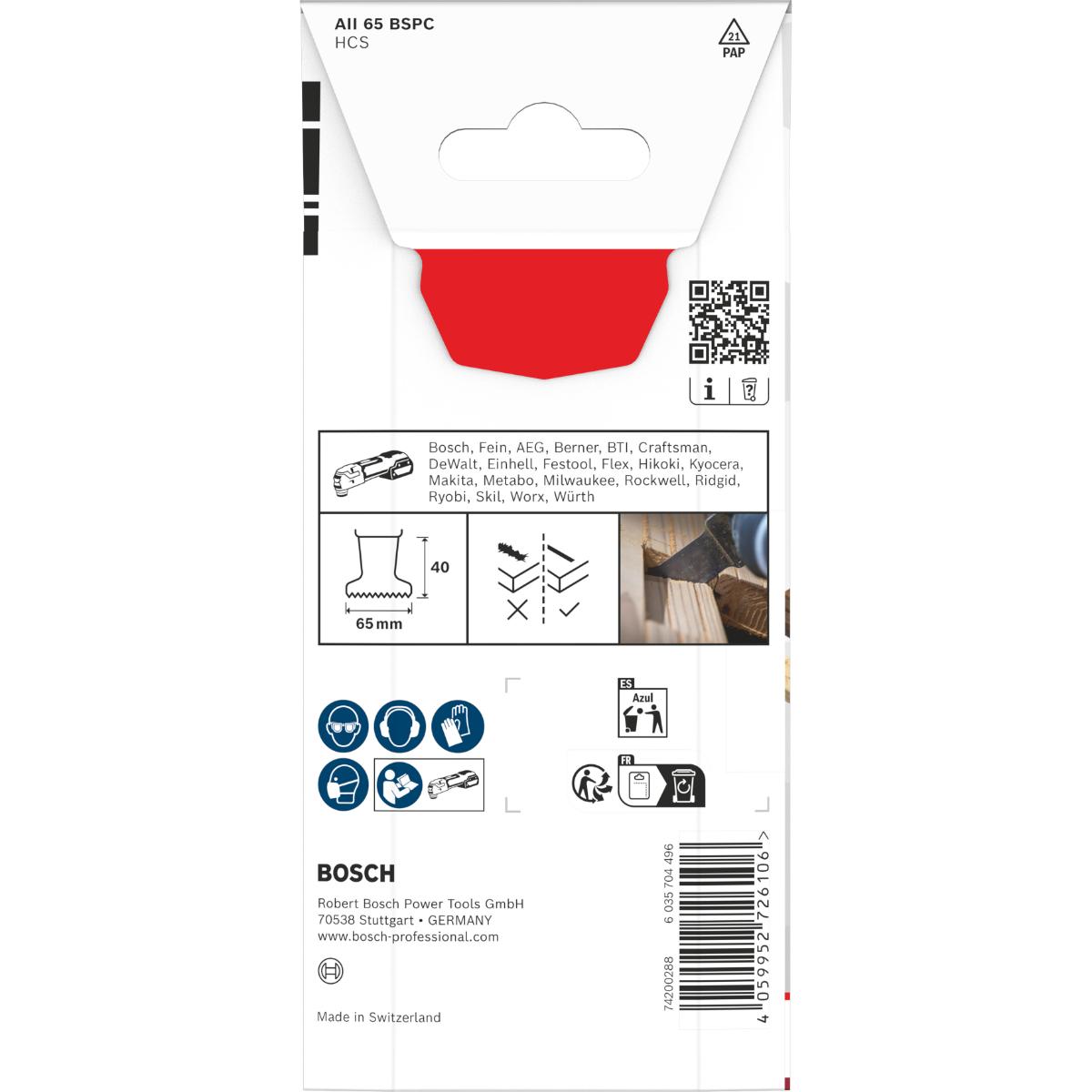 Bosch AII 65 BSPC Holz Tauchsägeblatt, Starlock, 65 x 40 mm, 1-Stück