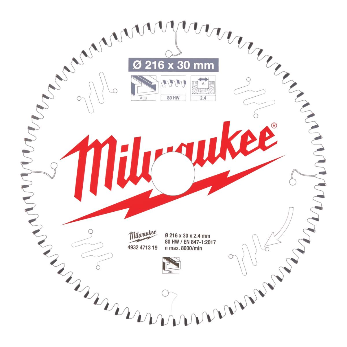 Milwaukee - Kreissägeblatt 216/30 mm 80Z Alu - 4932471319