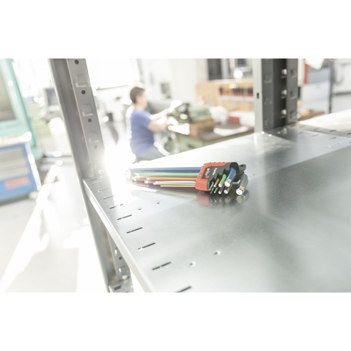 Wiha Stiftschlüssel Set im ErgoStar Halter Sechskant-Kugelkopf MagicRing 9-teilges Set farbig leuchtend in SB-Kartonverpackung